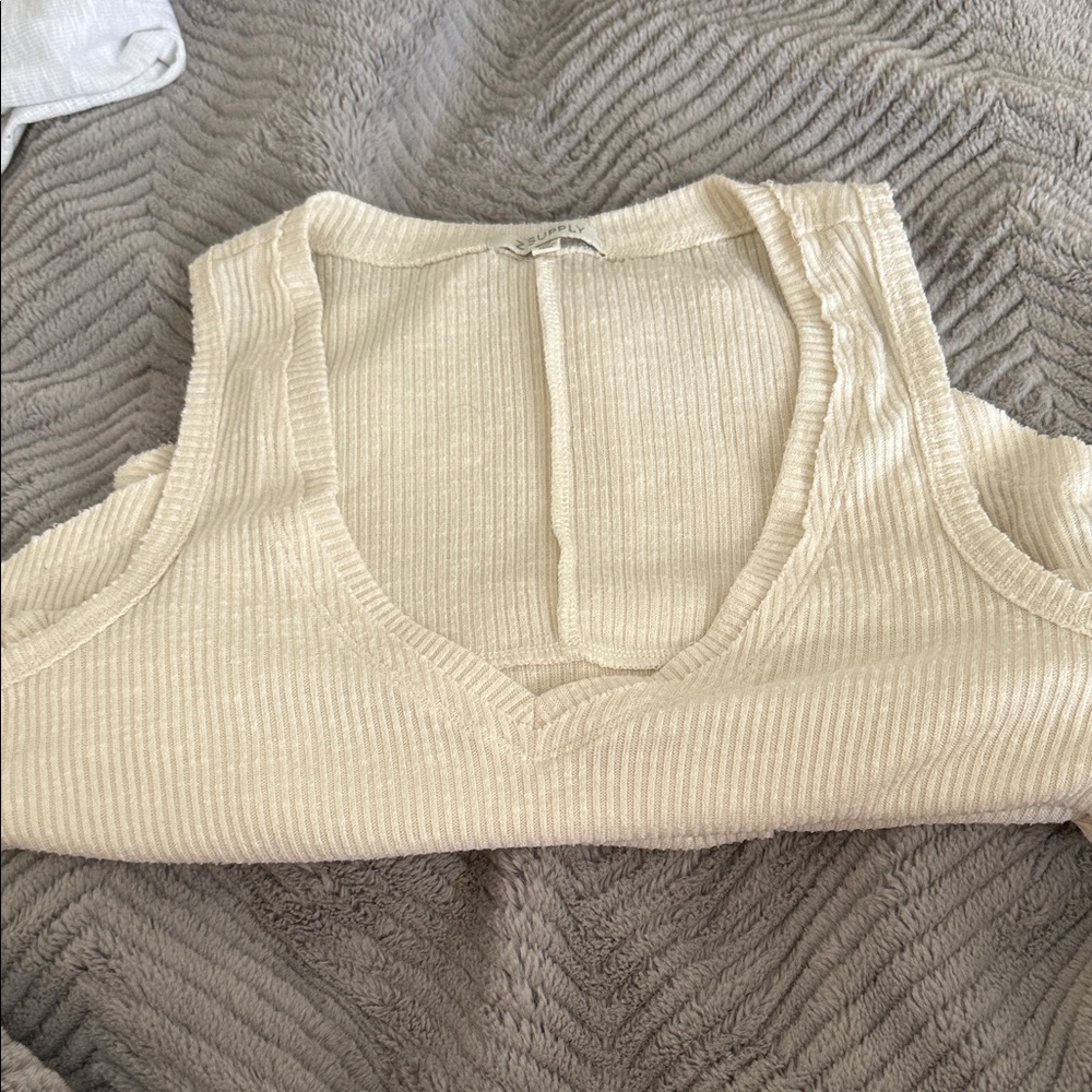 Z Supply Cream Ribbed Tank Top